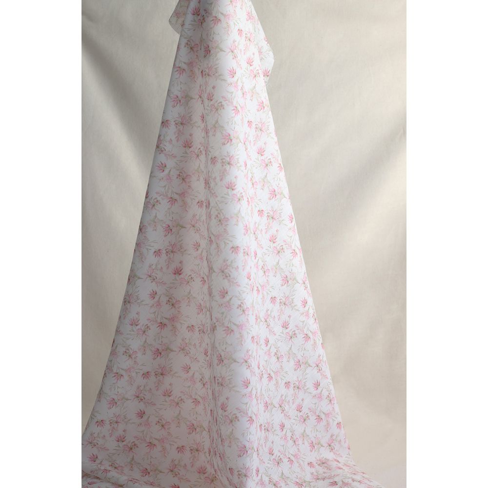 Pernille - Voile de coton texturé imprimé fleuri rose