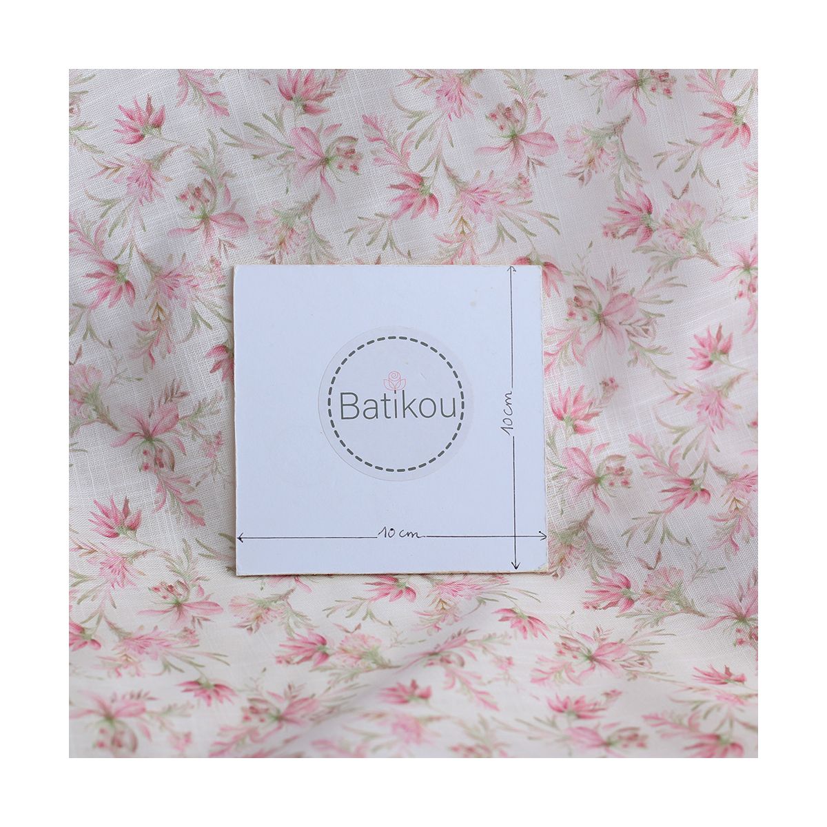 Pernille - Voile de coton texturé imprimé fleuri rose Pernille - Voile de coton texturé imprimé fleuri rose