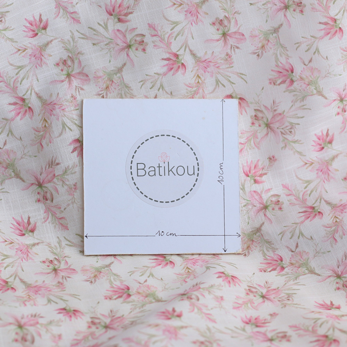 Pernille - Voile de coton texturé imprimé fleuri rose