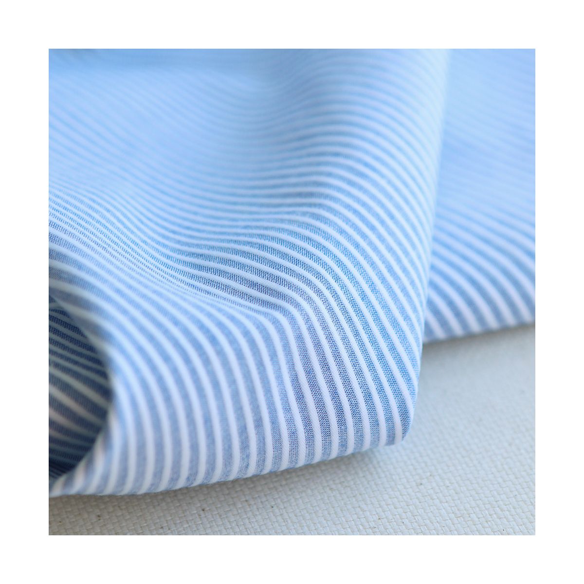 copy of Coton bio gaufré à rayures beige / blanc