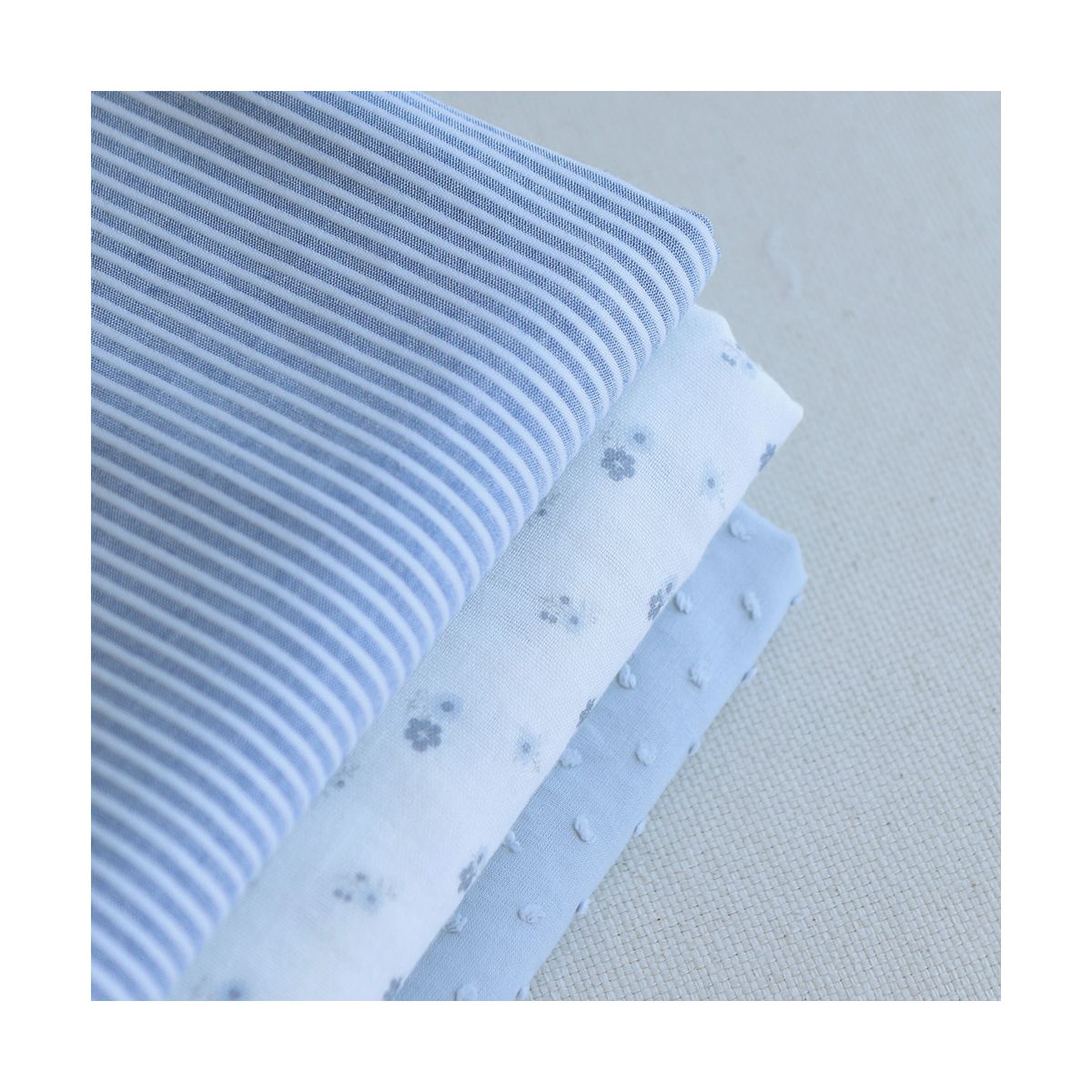 copy of Coton bio gaufré à rayures beige / blanc