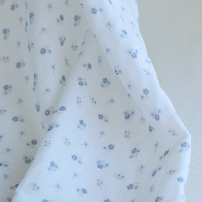 copy of Clémence - Double gaze de coton BIO blanc motif fleuri rose