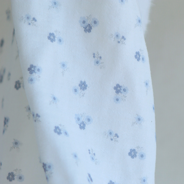 copy of Clémence - Double gaze de coton BIO blanc motif fleuri rose