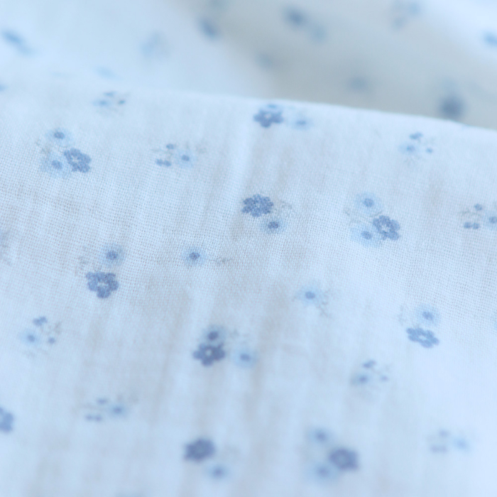 copy of Clémence - Double gaze de coton BIO blanc motif fleuri rose