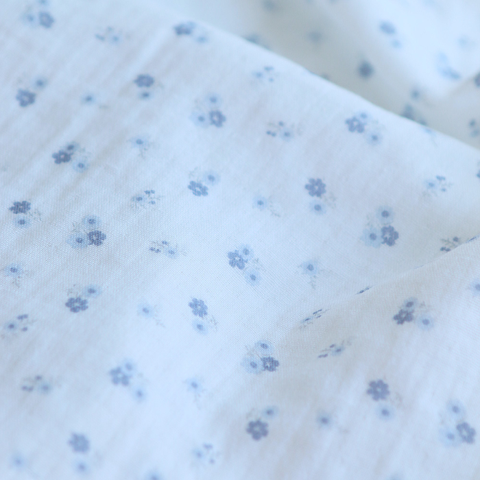 copy of Clémence - Double gaze de coton BIO blanc motif fleuri rose