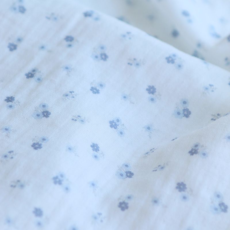 copy of Clémence - Double gaze de coton BIO blanc motif fleuri rose