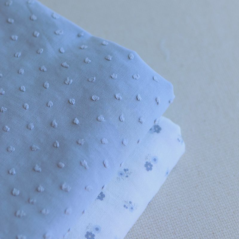 copy of Clémence - Double gaze de coton BIO blanc motif fleuri rose