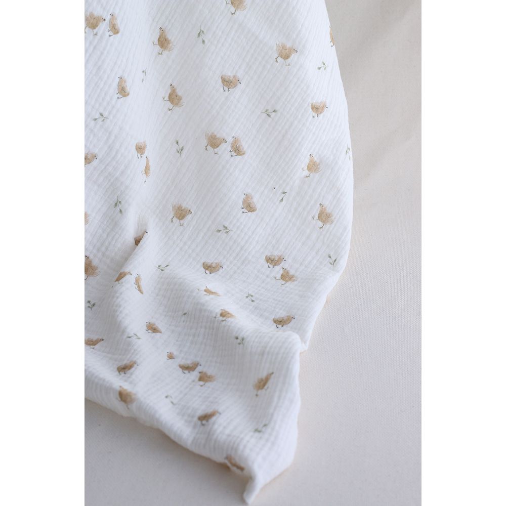 copy of Awa - Double gaze de coton motif fleuri tons naturels - vieux rose