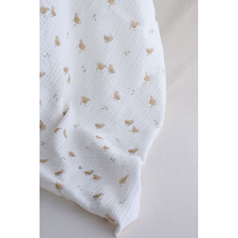 copy of Awa - Double gaze de coton motif fleuri tons naturels - vieux rose