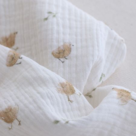 copy of Awa - Double gaze de coton motif fleuri tons naturels - vieux rose copy of Awa - Double gaze de coton motif fleuri tons naturels - vieux rose