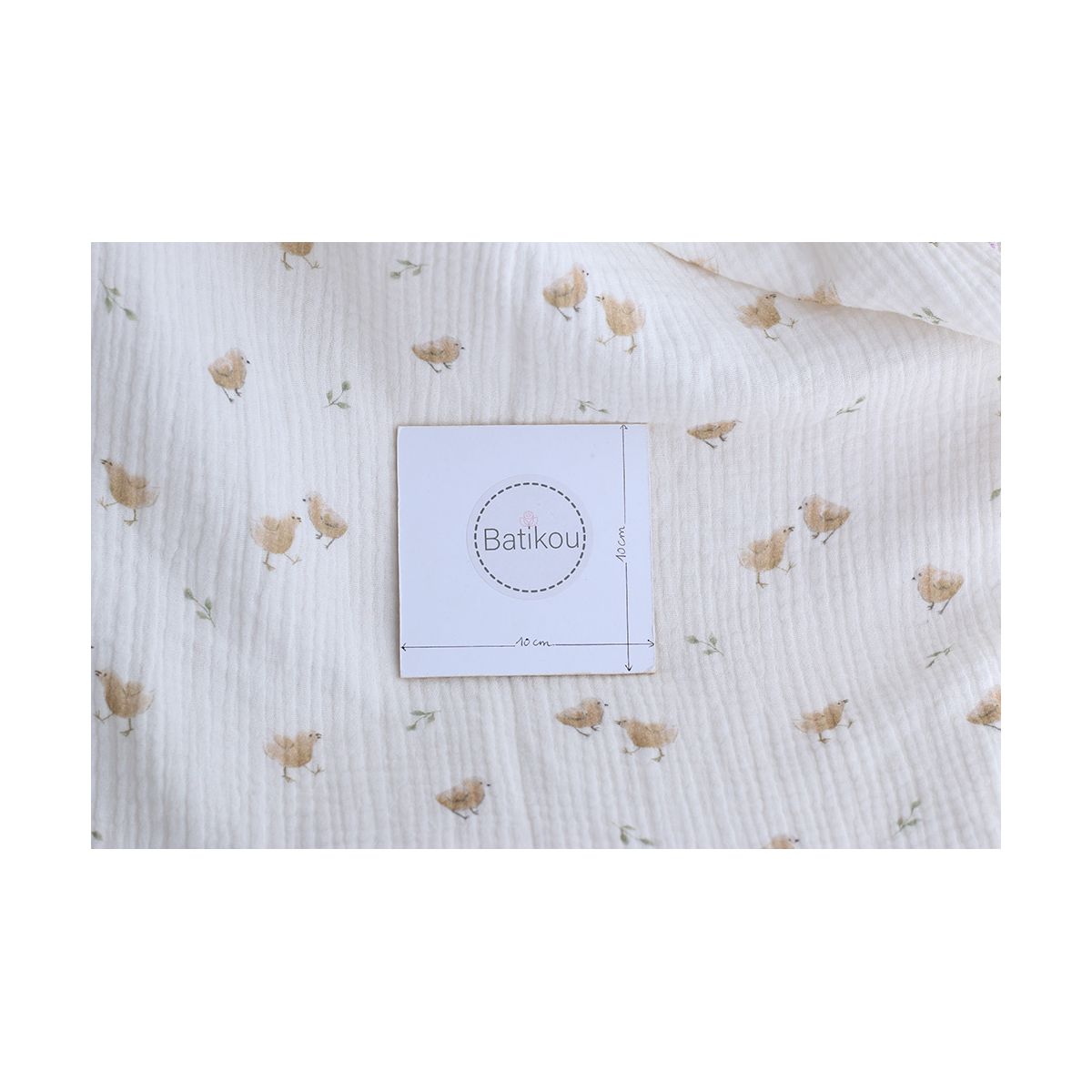 copy of Awa - Double gaze de coton motif fleuri tons naturels - vieux rose copy of Awa - Double gaze de coton motif fleuri tons naturels - vieux rose