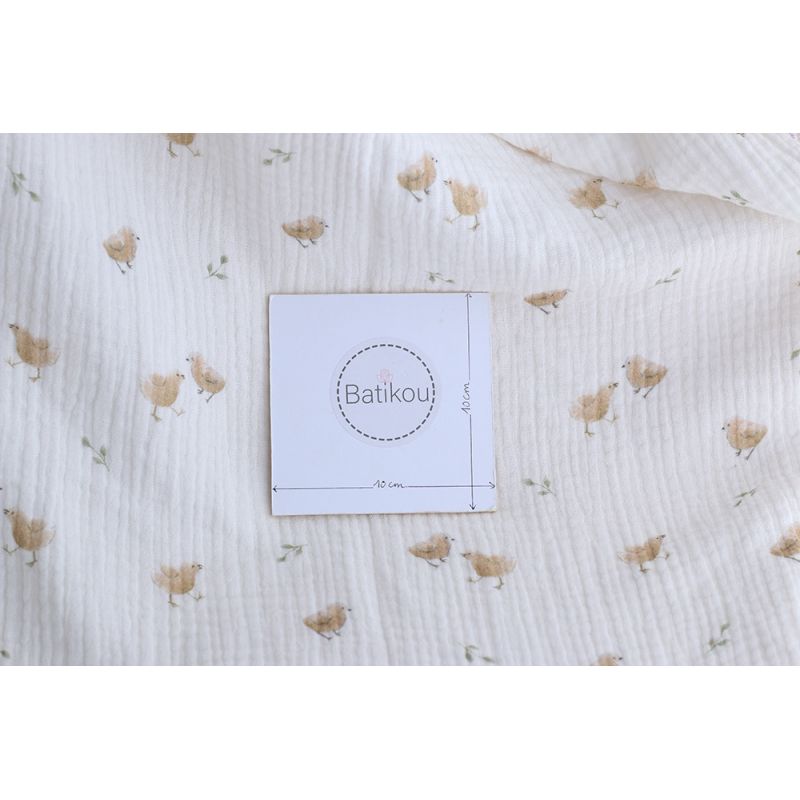 copy of Awa - Double gaze de coton motif fleuri tons naturels - vieux rose