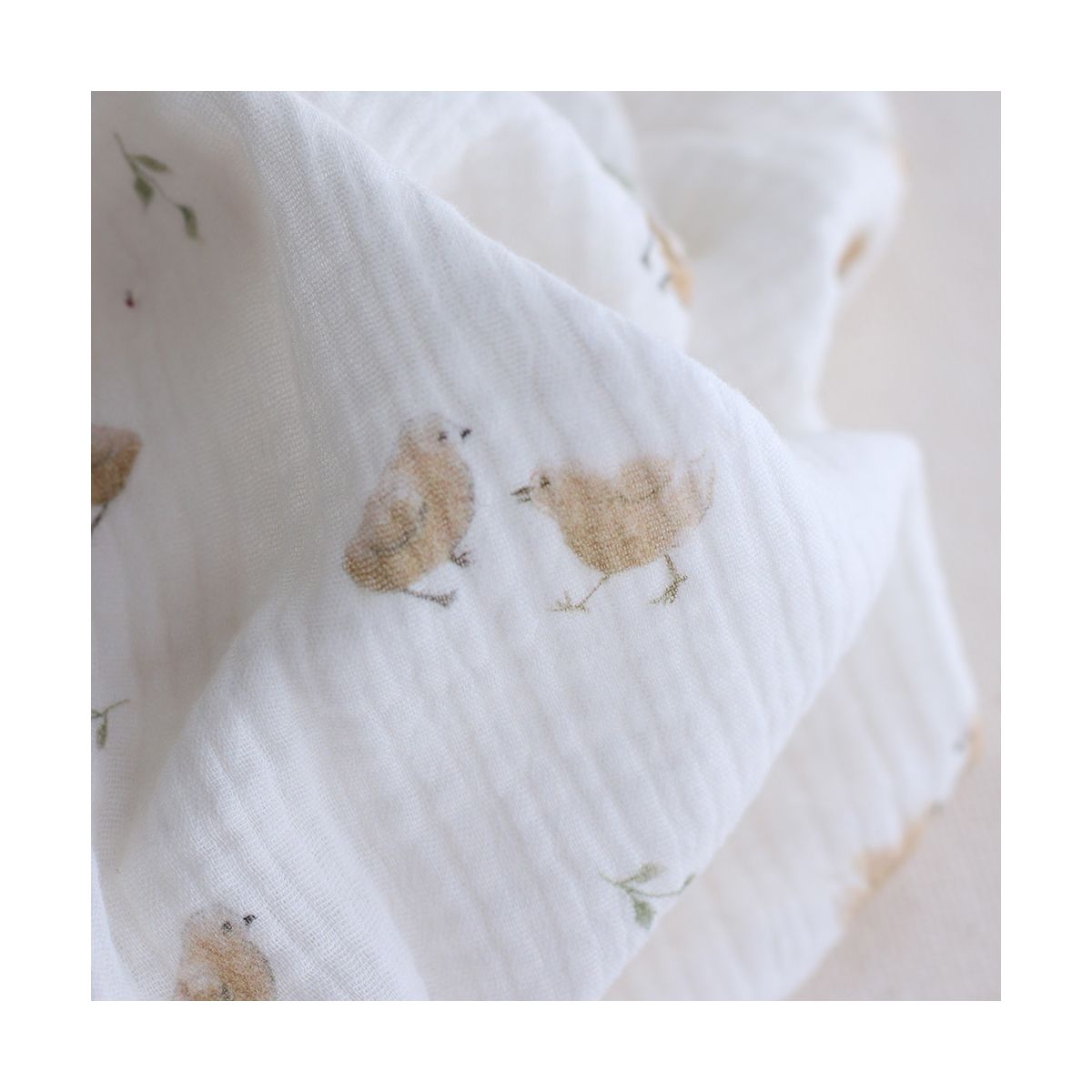 copy of Awa - Double gaze de coton motif fleuri tons naturels - vieux rose copy of Awa - Double gaze de coton motif fleuri tons naturels - vieux rose