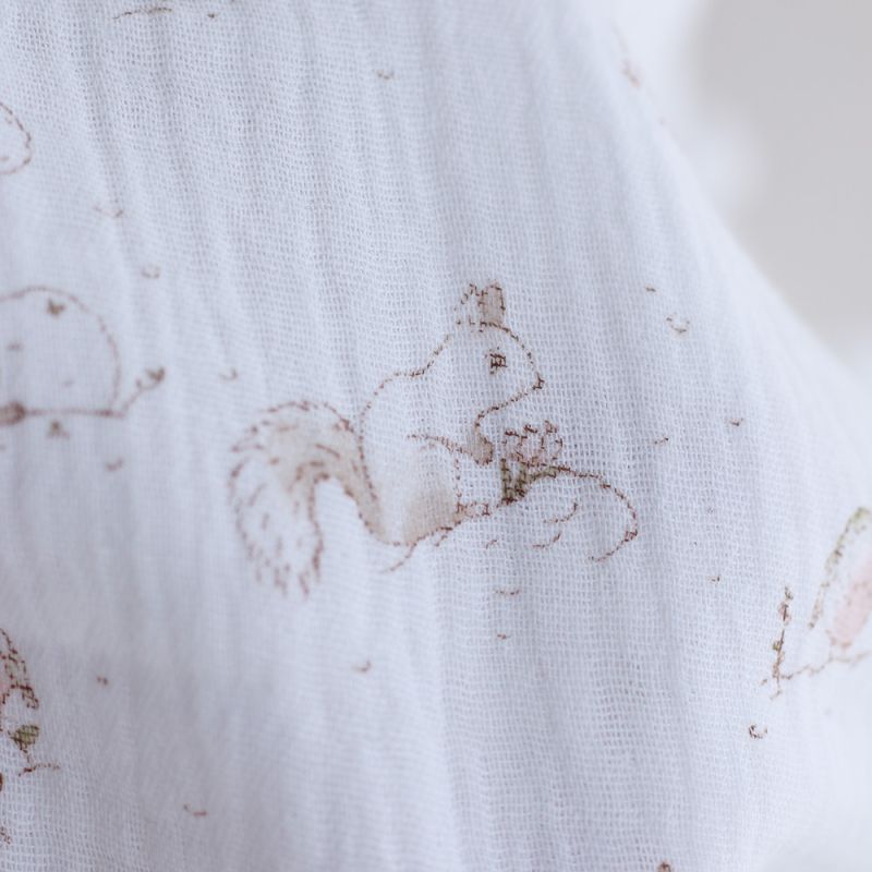 Robin - Double gaze de coton motif forêt tons beige