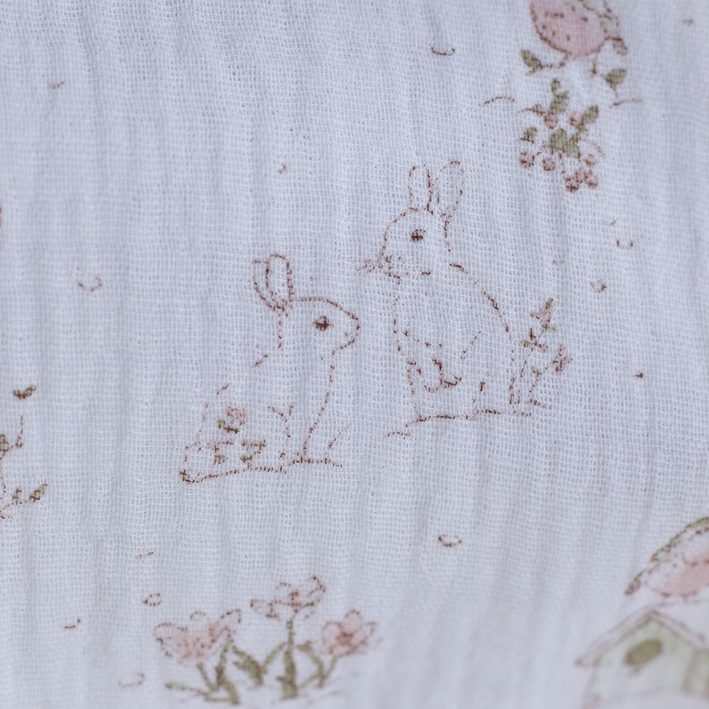 Robin - Double gaze de coton motif forêt tons beige