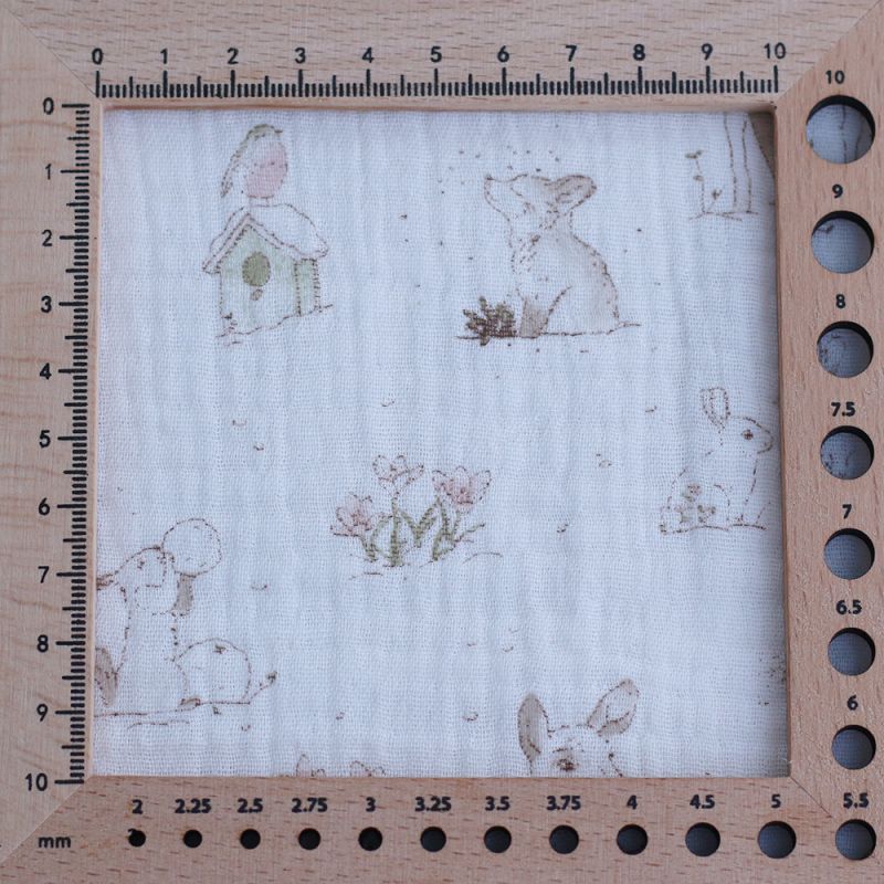 Robin - Double gaze de coton motif forêt tons beige