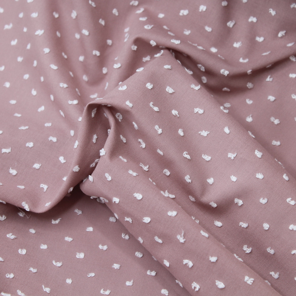 Plumetis de coton bicolore vieux rose