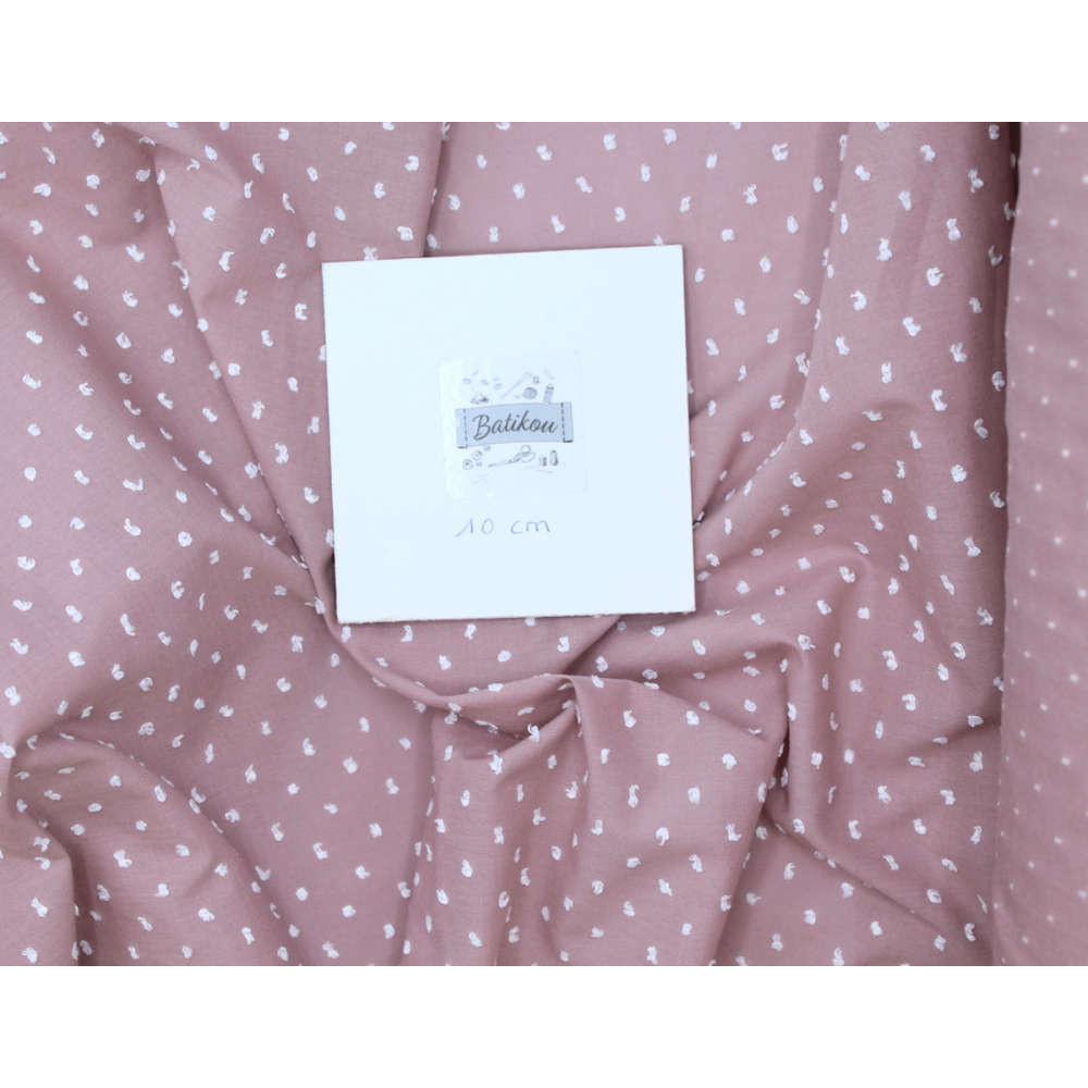 Plumetis de coton bicolore vieux rose