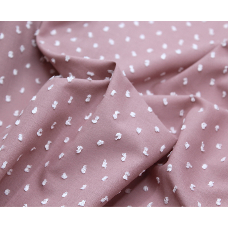 Plumetis de coton bicolore vieux rose