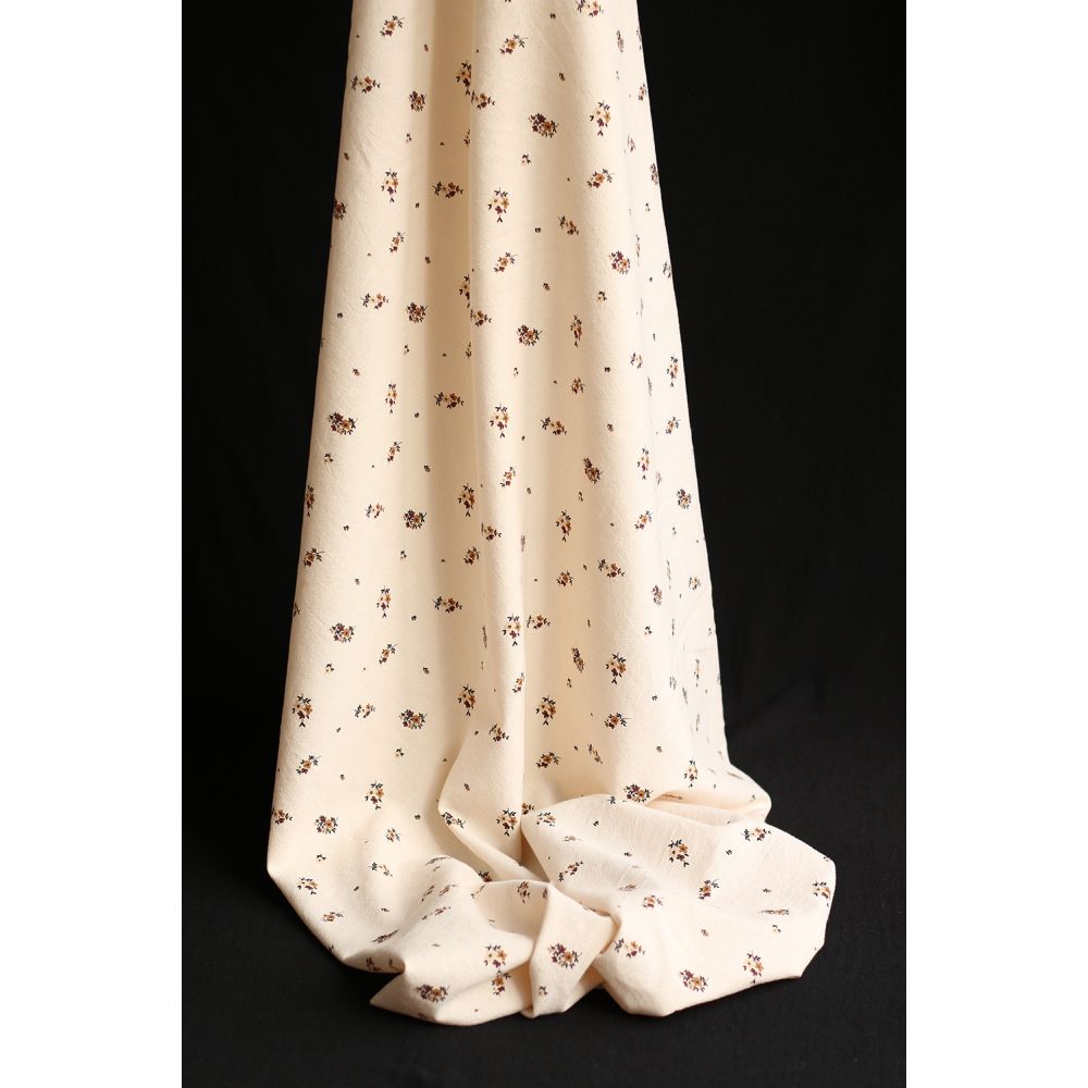 Laure - Coton lavé bio coloris vanille motif cuir