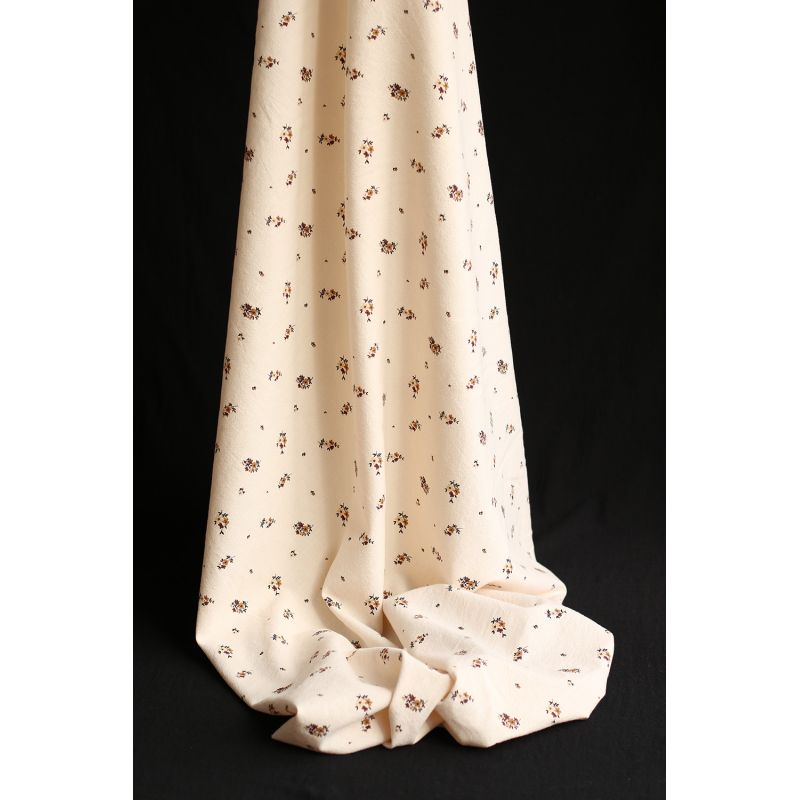 Laure - Coton lavé bio coloris vanille motif cuir