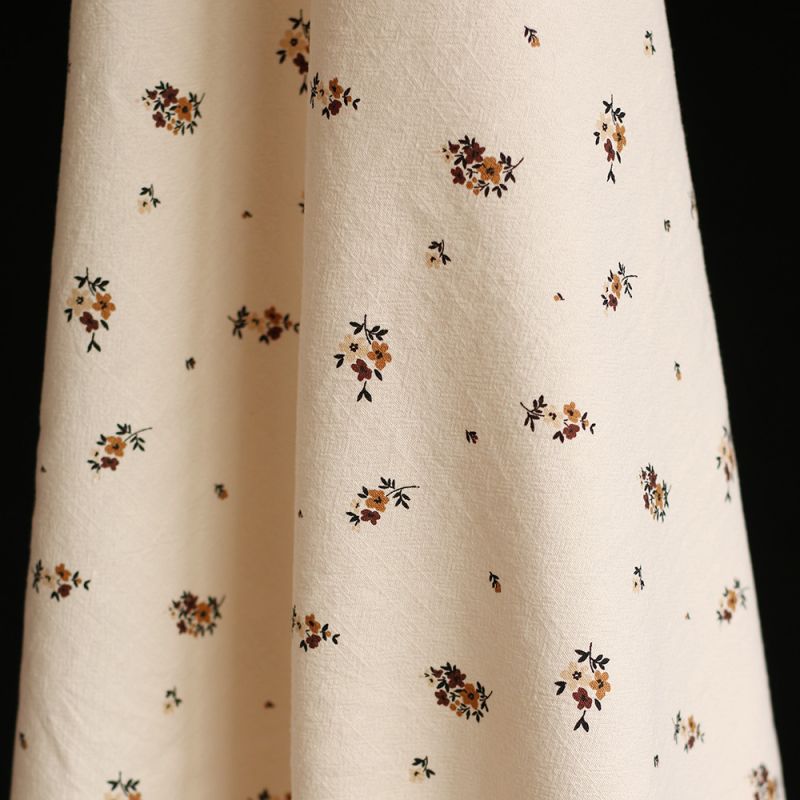 Laure - Coton lavé bio coloris vanille motif cuir