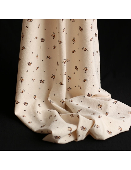 Laure - Coton lavé bio coloris vanille motif cuir