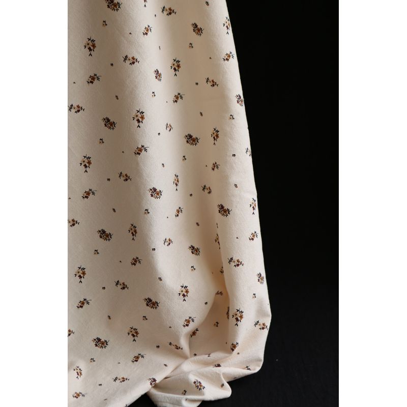 Laure - Coton lavé bio coloris vanille motif cuir