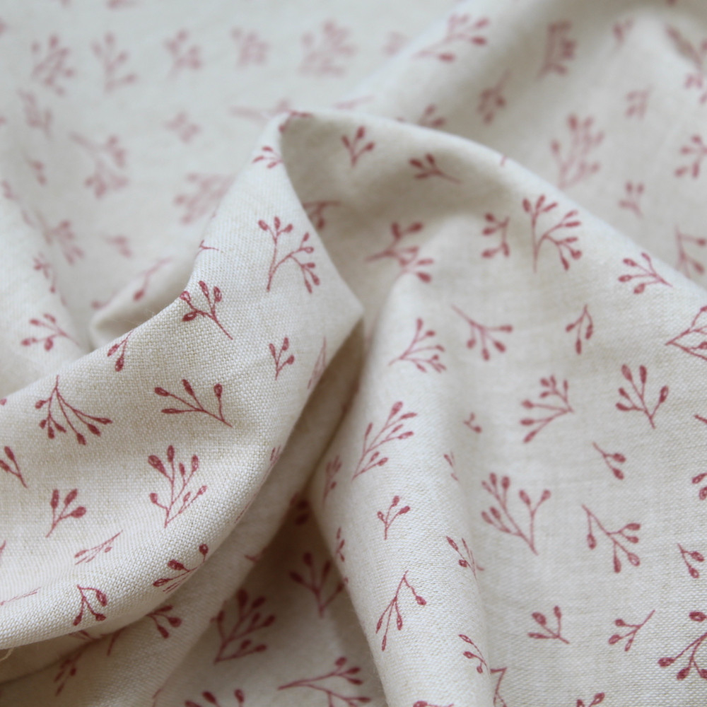 Chambray coton beige à motifs