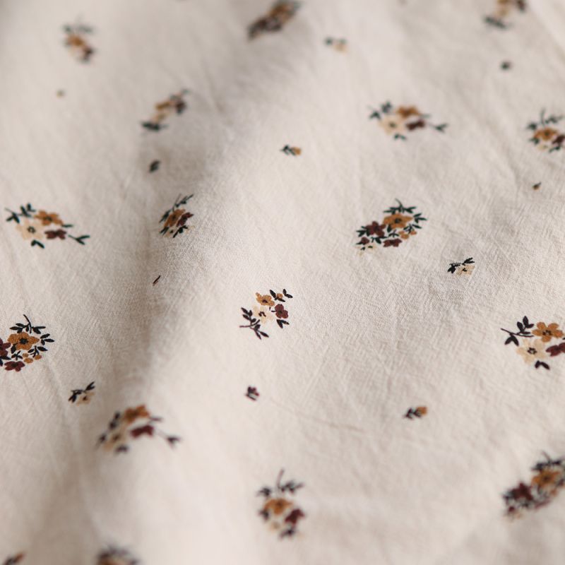 Laure - Coton lavé bio coloris vanille motif cuir