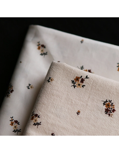 Laure - Coton lavé bio coloris vanille motif cuir