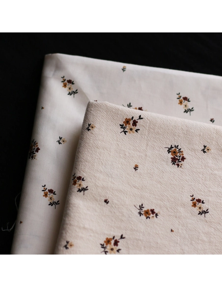 Laure - Coton lavé bio coloris vanille motif cuir