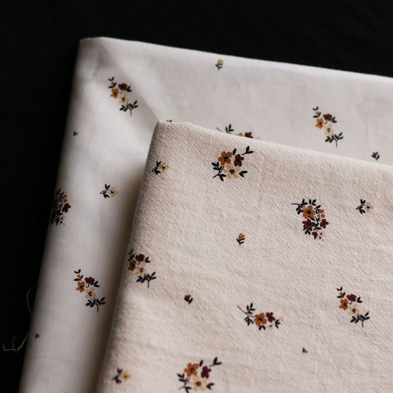 Laure - Coton lavé bio coloris vanille motif cuir