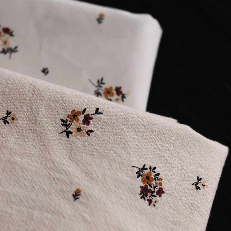 Laure - Coton lavé bio coloris vanille motif cuir