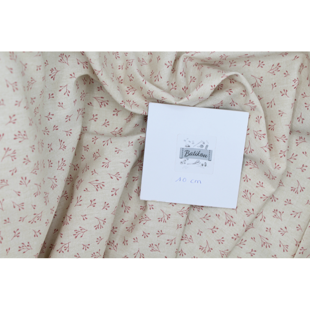 Chambray coton beige à motifs