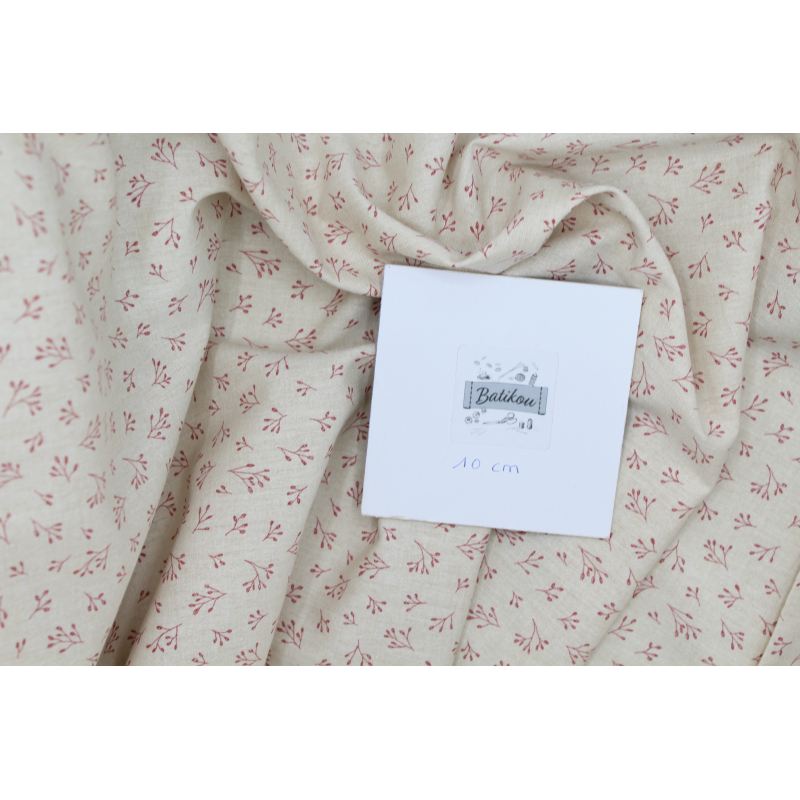 Chambray coton beige à motifs