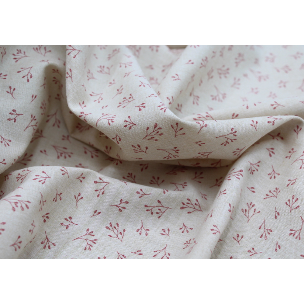 Chambray coton beige à motifs