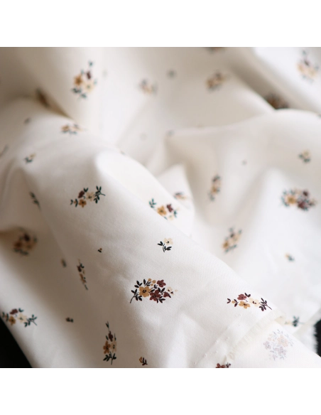 Laure - Popeline coton SWEET douce imprimé exclusif cuir ocre et noir