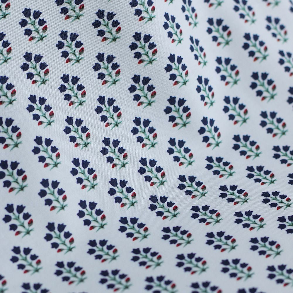 copy of Scarlett - Popeline douce coton organique fond ivoire fleuri bleu