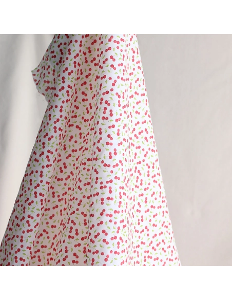 Cerise - Batiste de coton douce à imprimé rouge