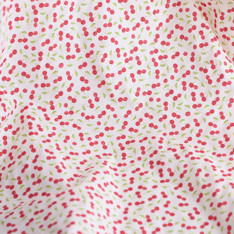 Cerise - Batiste de coton douce à imprimé rouge