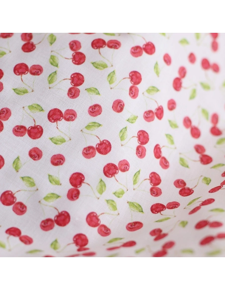 Cerise - Batiste de coton douce à imprimé rouge