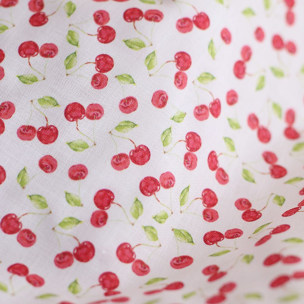 Cerise - Batiste de coton douce à imprimé rouge