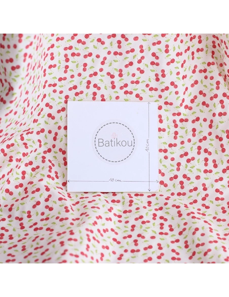 Cerise - Batiste de coton douce à imprimé rouge
