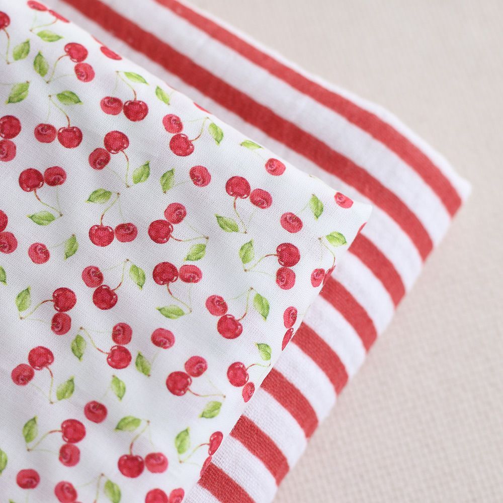 Cerise - Batiste de coton douce à imprimé rouge