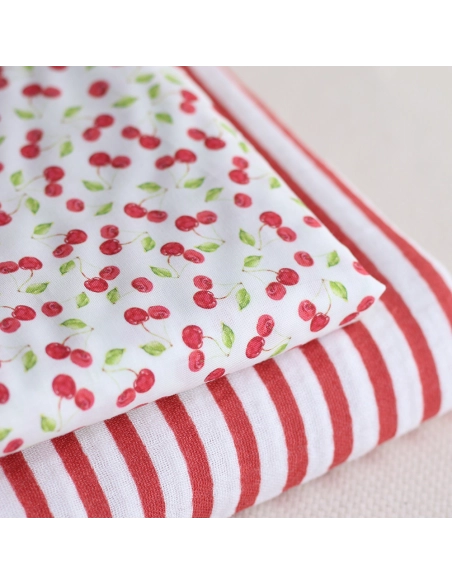 Cerise - Batiste de coton douce à imprimé rouge
