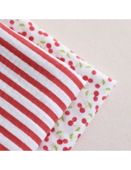 Cerise - Batiste de coton douce à imprimé rouge