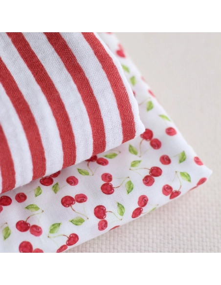 Cerise - Batiste de coton douce à imprimé rouge