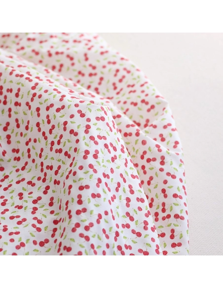 Batiste de coton cerises rouges