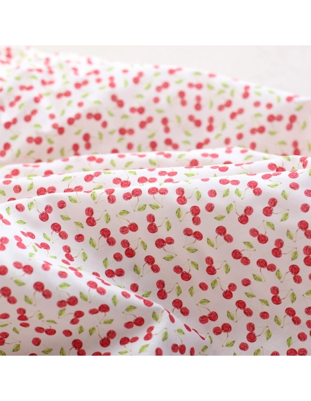 Cerise - Batiste de coton douce à imprimé rouge
